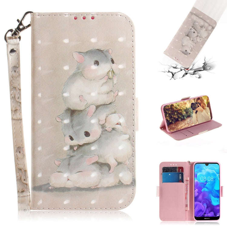 3D Colored Drawing Squirrels Pattern Horizontal Flip Leather Case for Huawei Y5 (2019) / Honor 8s...