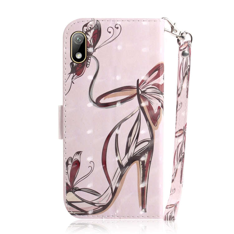 3D Colored Drawing Butterfly High-heeled Shoes Pattern Horizontal Flip Leather Case for Huawei Y5...