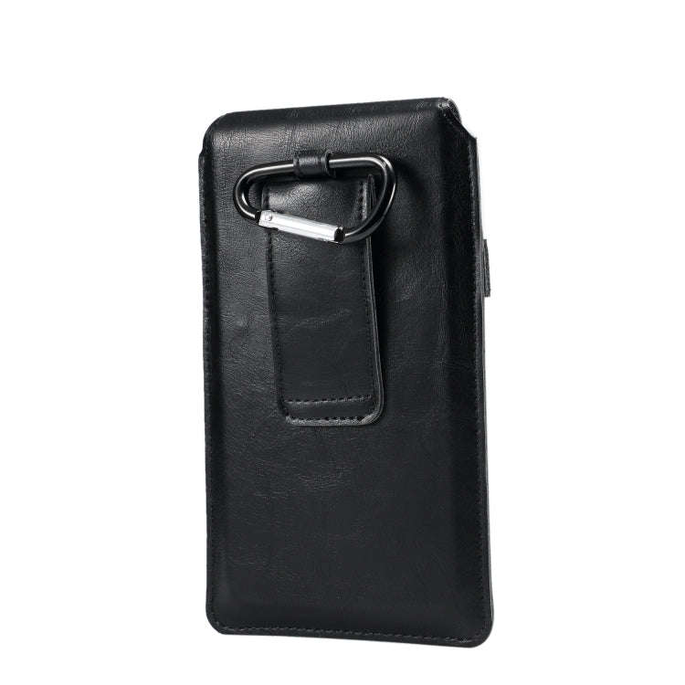 Men Lambskin Texture Multi-functional Universal Mobile Phone Waist Pack Leather Case for 7.2 Inch...
