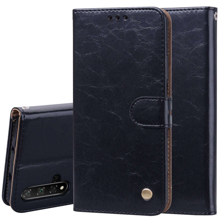 Business Style Oil Wax Texture Horizontal Flip Leather Case for Huawei Honor 20, with Holder & Ca...