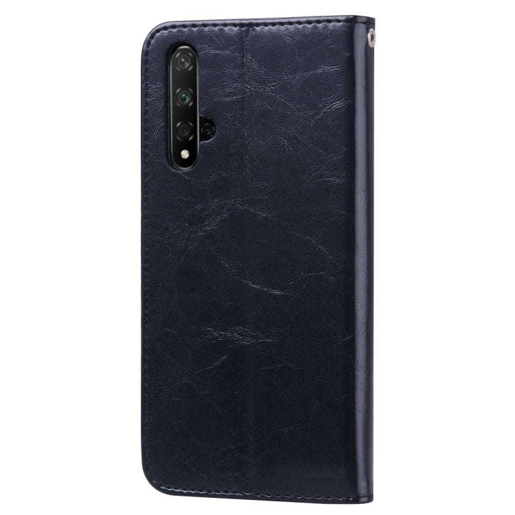 Business Style Oil Wax Texture Horizontal Flip Leather Case for Huawei Honor 20, with Holder & Ca...