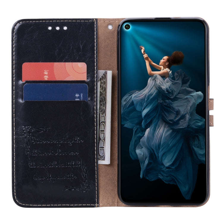 Business Style Oil Wax Texture Horizontal Flip Leather Case for Huawei Honor 20, with Holder & Ca...