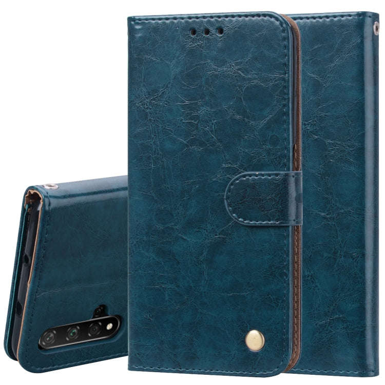 Business Style Oil Wax Texture Horizontal Flip Leather Case for Huawei Honor 20, with Holder & Ca...