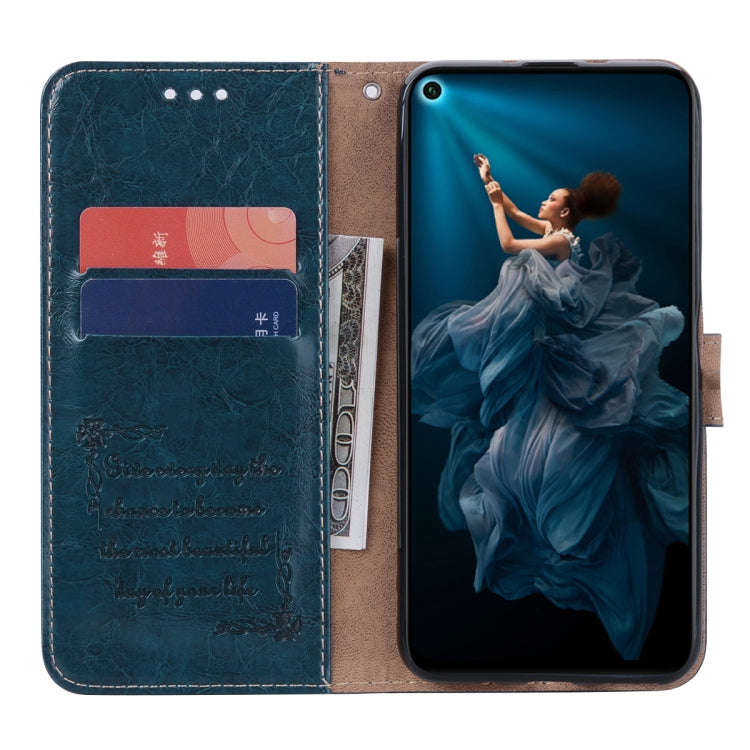 Business Style Oil Wax Texture Horizontal Flip Leather Case for Huawei Honor 20, with Holder & Ca...
