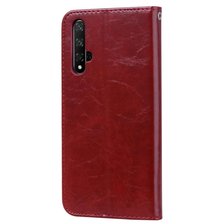 Business Style Oil Wax Texture Horizontal Flip Leather Case for Huawei Honor 20, with Holder & Ca...