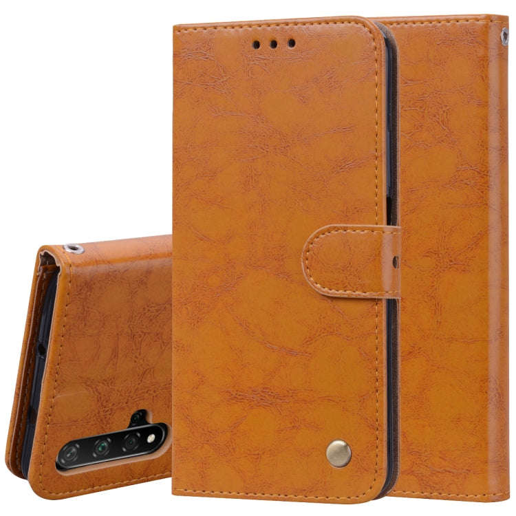 Business Style Oil Wax Texture Horizontal Flip Leather Case for Huawei Honor 20, with Holder & Ca...