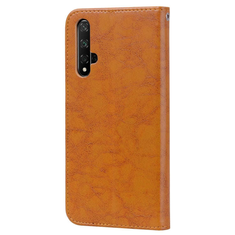 Business Style Oil Wax Texture Horizontal Flip Leather Case for Huawei Honor 20, with Holder & Ca...