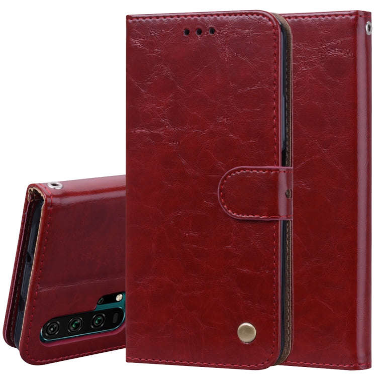 Business Style Oil Wax Texture Horizontal Flip Leather Case for Huawei Honor 20 Pro, with Holder ...