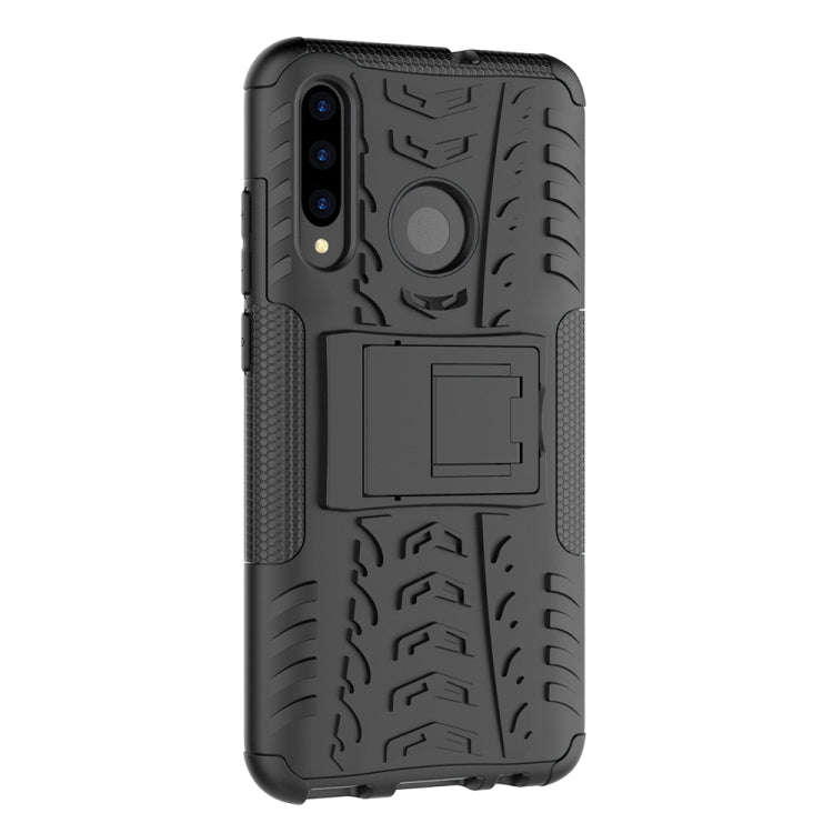Tire Texture TPU+PC Shockproof Case for Huawei P Smart+ 2019, with Holder (Black)