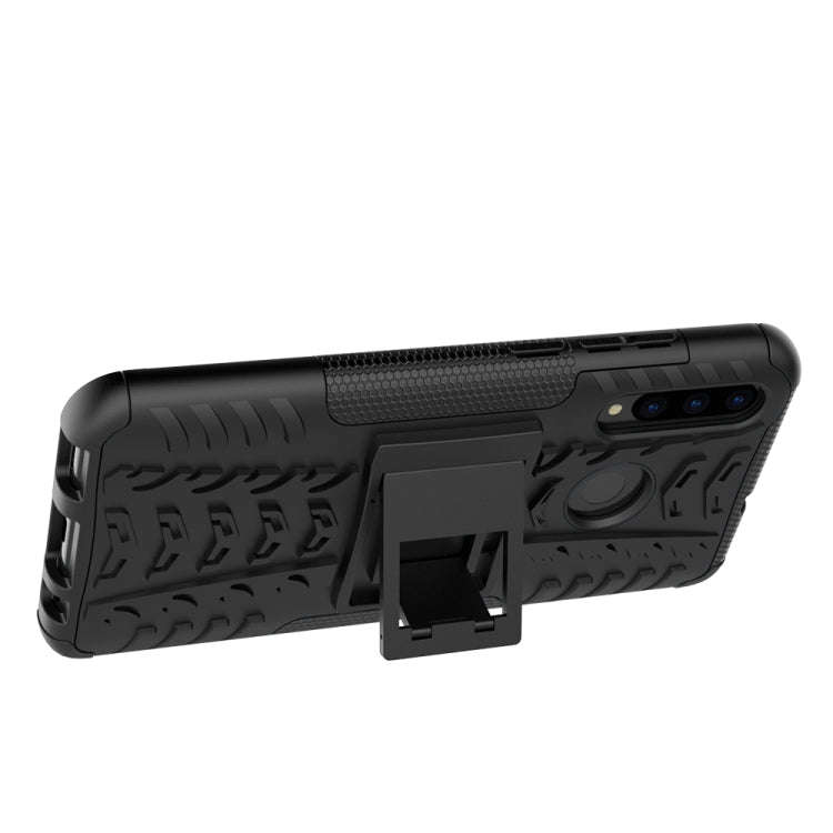 Tire Texture TPU+PC Shockproof Case for Huawei P Smart+ 2019, with Holder (Black)