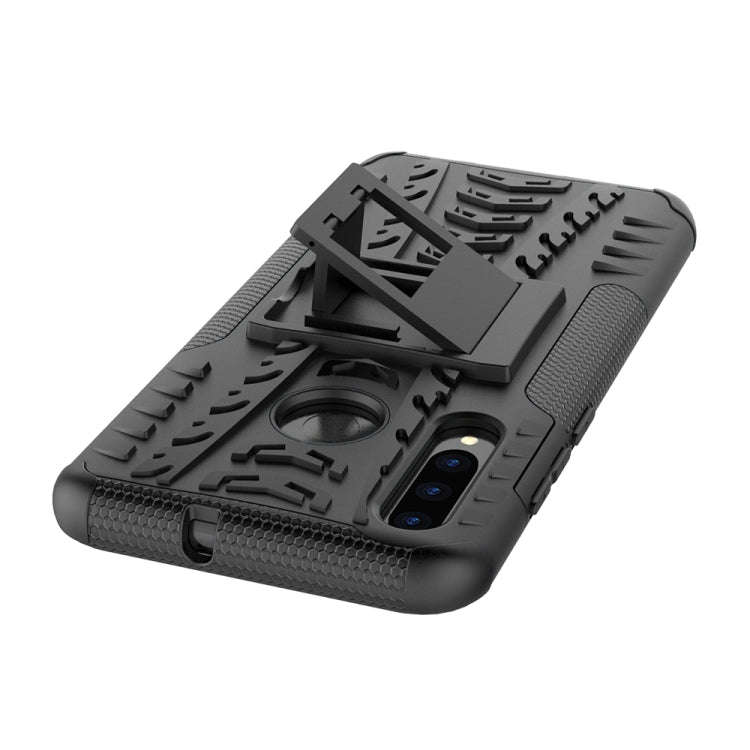 Tire Texture TPU+PC Shockproof Case for Huawei P Smart+ 2019, with Holder (Black)