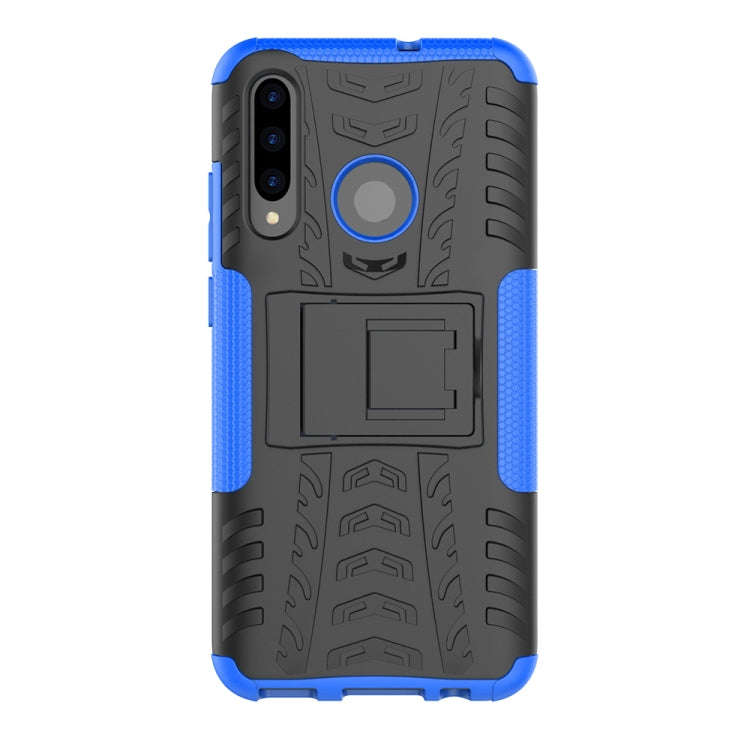Tire Texture TPU+PC Shockproof Case for Huawei P Smart+ 2019, with Holder (Blue)