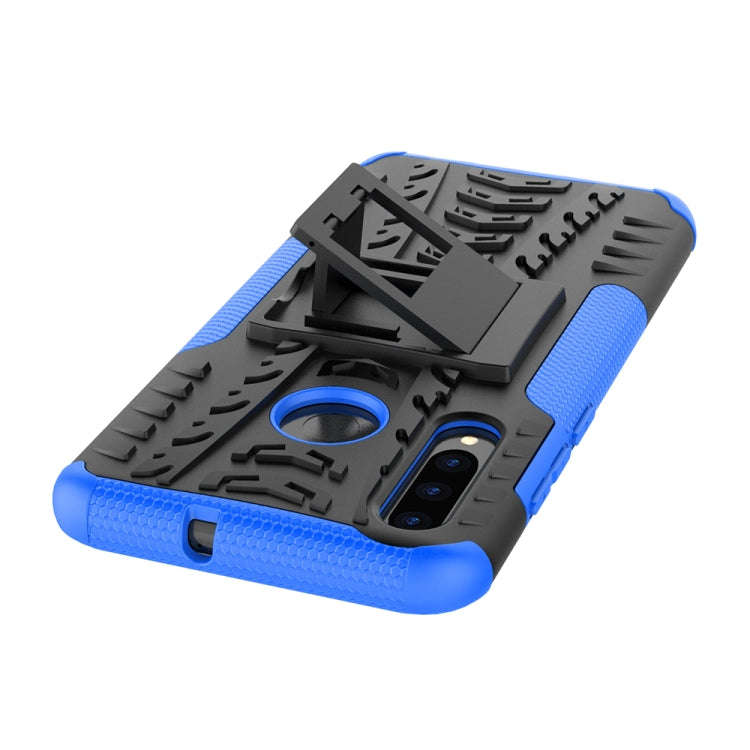 Tire Texture TPU+PC Shockproof Case for Huawei P Smart+ 2019, with Holder (Blue)