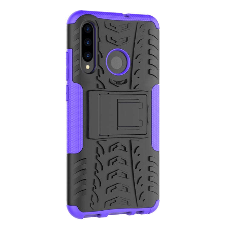 Tire Texture TPU+PC Shockproof Case for Huawei P Smart+ 2019, with Holder (Purple)