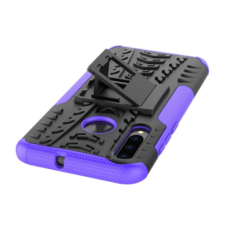 Tire Texture TPU+PC Shockproof Case for Huawei P Smart+ 2019, with Holder (Purple)