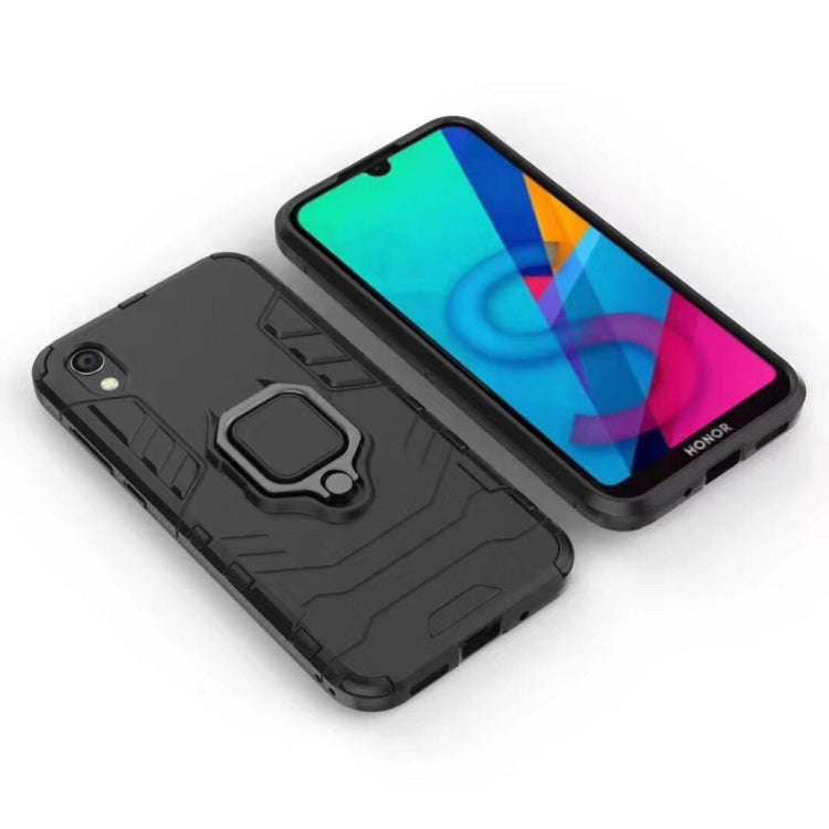 Panther PC + TPU Shockproof Protective Case for Huawei Honor 8S, with Magnetic Ring Holder (Black)