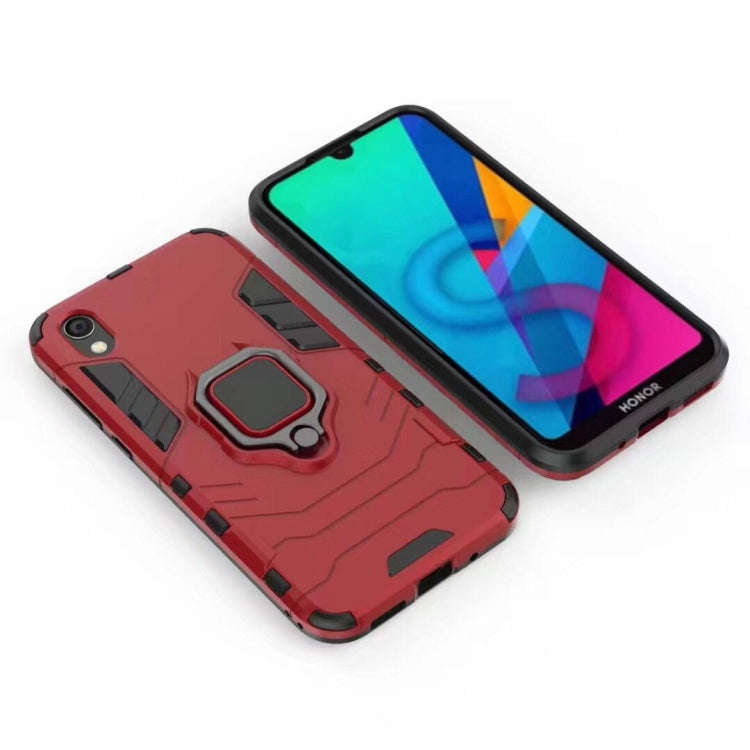 Panther PC + TPU Shockproof Protective Case for Huawei Honor 8S, with Magnetic Ring Holder (Red)