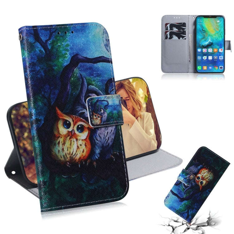 Oil Painting Owl Pattern Coloured Drawing Horizontal Flip Leather Case for Huawei Mate 20 Pro, wi...