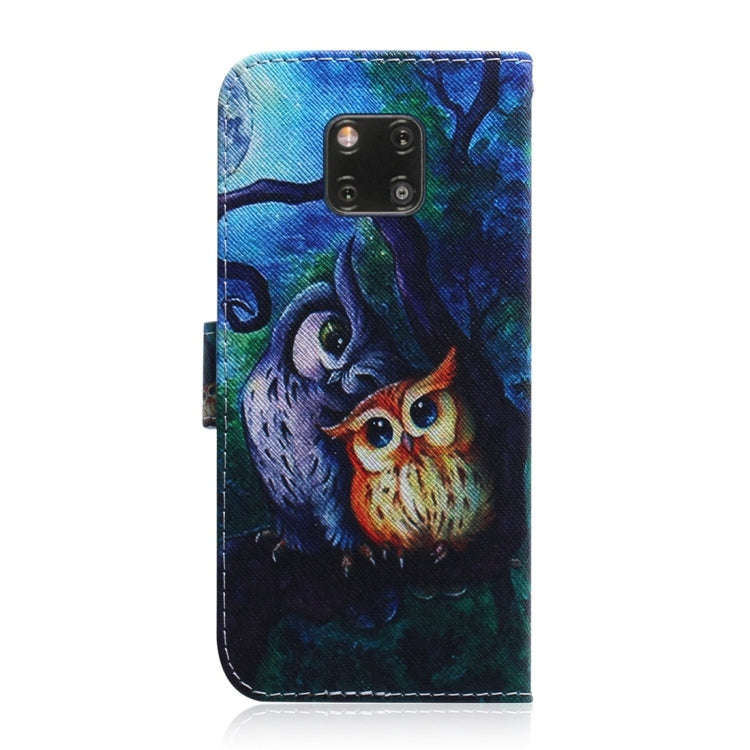 Oil Painting Owl Pattern Coloured Drawing Horizontal Flip Leather Case for Huawei Mate 20 Pro, wi...