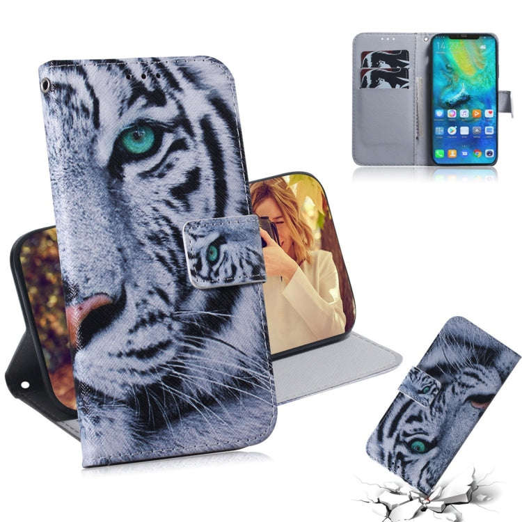 Tiger Pattern Coloured Drawing Horizontal Flip Leather Case for Huawei Mate 20 Pro, with Holder &...