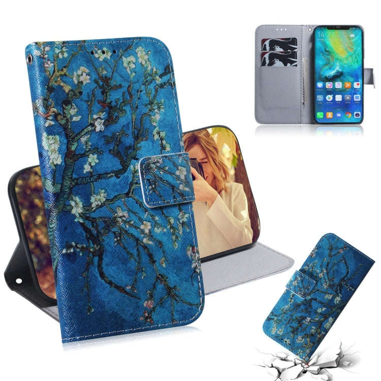 Apricot Flower Pattern Coloured Drawing Horizontal Flip Leather Case for Huawei Mate 20 Pro, with...