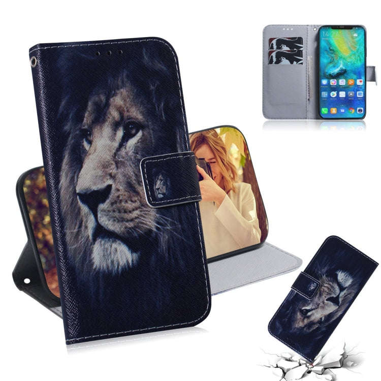 Lion Pattern Coloured Drawing Horizontal Flip Leather Case for Huawei Mate 20 Pro, with Holder & ...