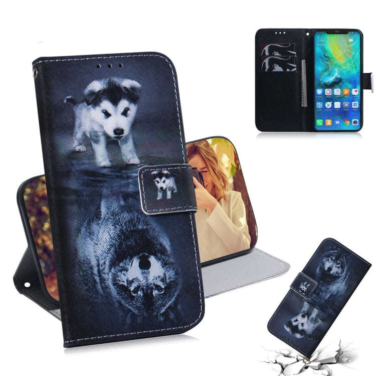 Wolf and Dog Pattern Coloured Drawing Horizontal Flip Leather Case for Huawei Mate 20 Pro, with H...