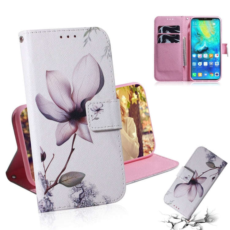 Magnolia Flower Pattern Coloured Drawing Horizontal Flip Leather Case for Huawei Mate 20 Pro, wit...
