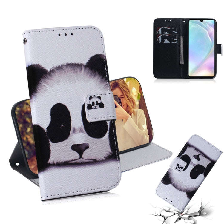 Panda Pattern Coloured Drawing Horizontal Flip Leather Case for Huawei P30, with Holder & Card Sl...