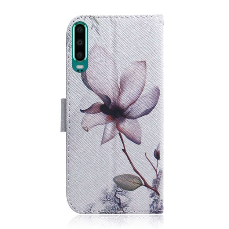 Magnolia Flower Pattern Coloured Drawing Horizontal Flip Leather Case for Huawei P30, with Holder...