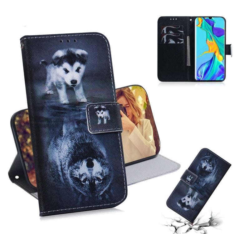 Wolf and Dog Pattern Coloured Drawing Horizontal Flip Leather Case for Huawei P30 Pro, with Holde...