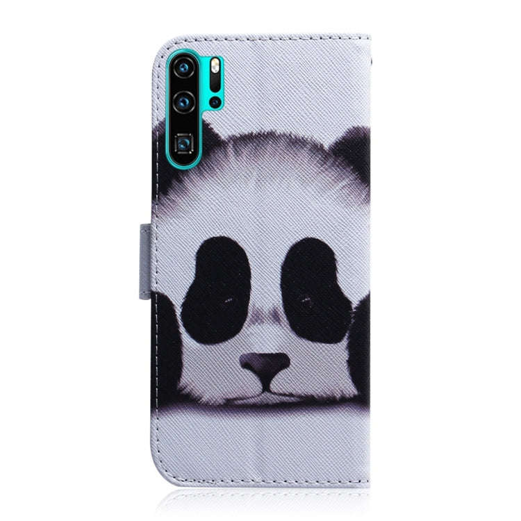 Panda Pattern Coloured Drawing Horizontal Flip Leather Case for Huawei P30 Pro, with Holder & Car...