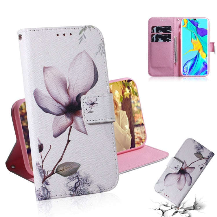 Magnolia Flower Pattern Coloured Drawing Horizontal Flip Leather Case for Huawei P30 Pro, with Ho...