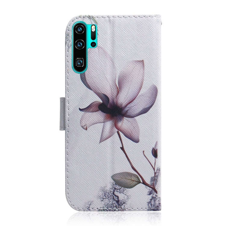 Magnolia Flower Pattern Coloured Drawing Horizontal Flip Leather Case for Huawei P30 Pro, with Ho...