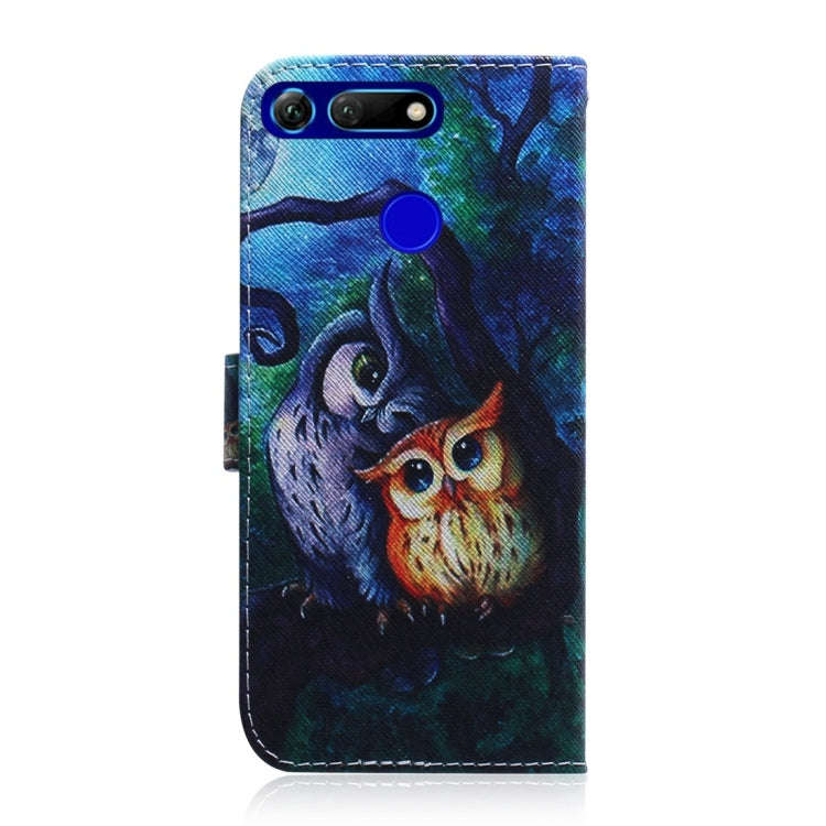 Oil Painting Owl Pattern Coloured Drawing Horizontal Flip Leather Case for Huawei Honor View 20, ...