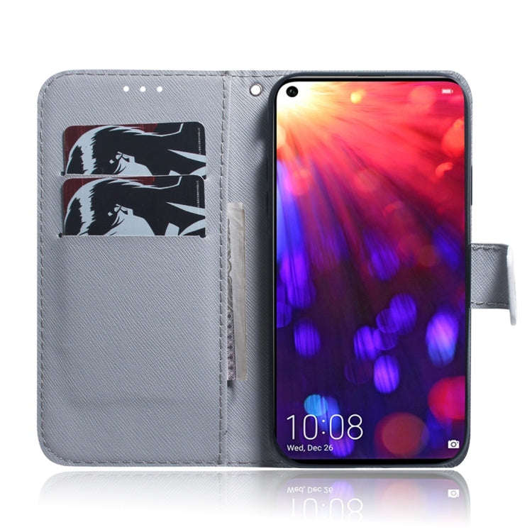 Oil Painting Owl Pattern Coloured Drawing Horizontal Flip Leather Case for Huawei Honor View 20, ...