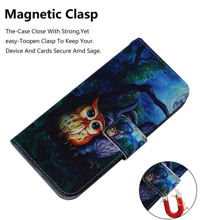 Oil Painting Owl Pattern Coloured Drawing Horizontal Flip Leather Case for Huawei Honor View 20, ...