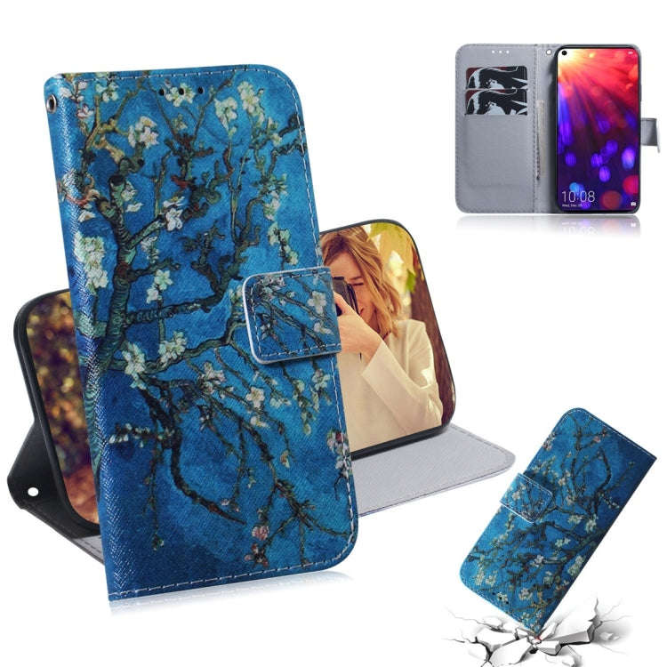 Apricot Flower Pattern Coloured Drawing Horizontal Flip Leather Case for Huawei Honor View 20, wi...