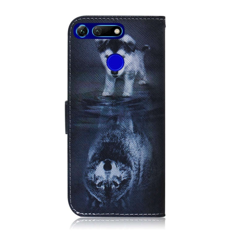 Wolf and Dog Pattern Coloured Drawing Horizontal Flip Leather Case for Huawei Honor View 20, with...