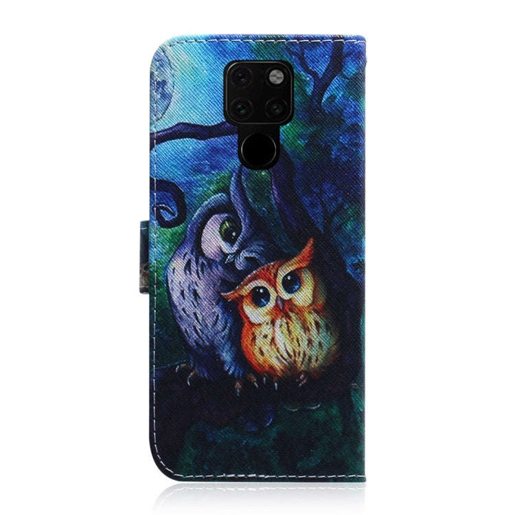 Oil Painting Owl Pattern Coloured Drawing Horizontal Flip Leather Case for Huawei Mate 20, with H...