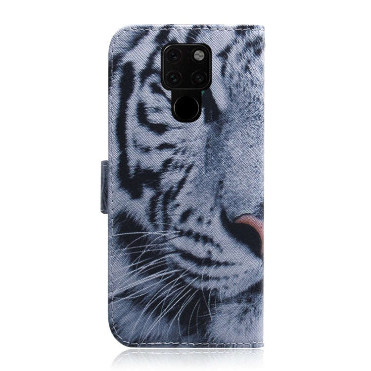Tiger Pattern Coloured Drawing Horizontal Flip Leather Case for Huawei Mate 20, with Holder & Car...