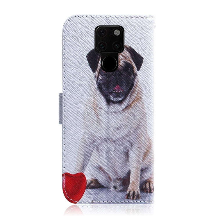 Pug Pattern Coloured Drawing Horizontal Flip Leather Case for Huawei Mate 20, with Holder & Card ...