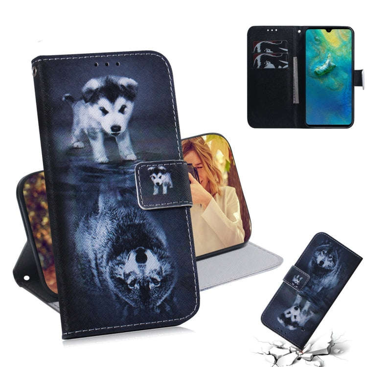 Wolf and Dog Pattern Coloured Drawing Horizontal Flip Leather Case for Huawei Mate 20, with Holde...