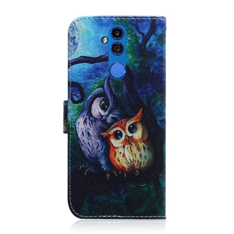 Oil Painting Owl Pattern Coloured Drawing Horizontal Flip Leather Case for Huawei Mate 20 Lite, w...