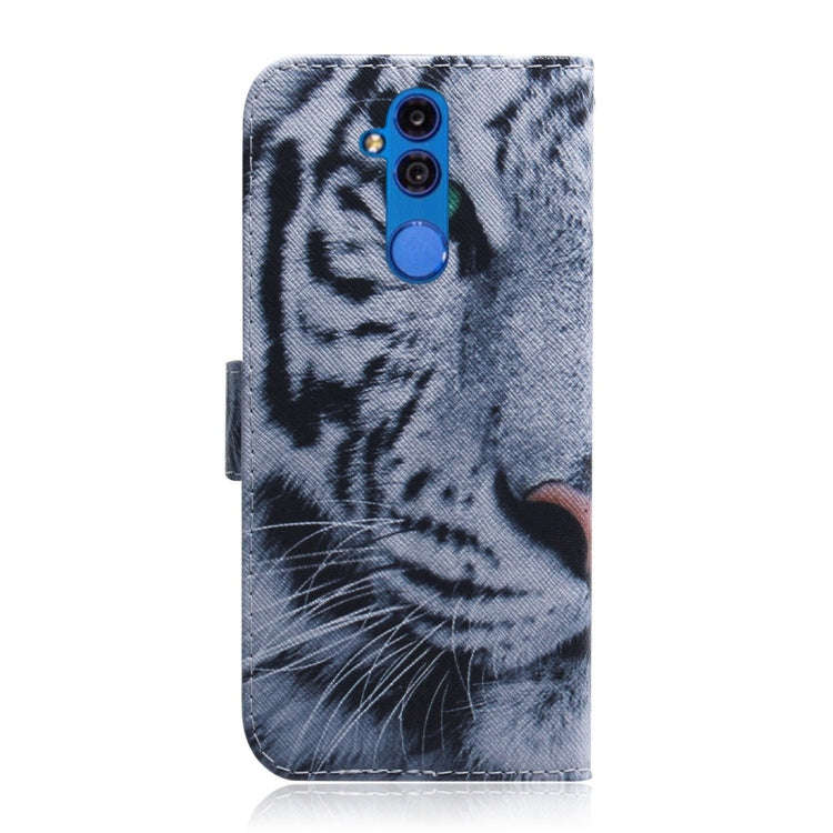 Tiger Pattern Coloured Drawing Horizontal Flip Leather Case for Huawei Mate 20 Lite, with Holder ...