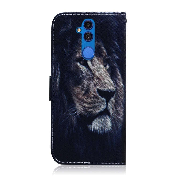 Lion Pattern Coloured Drawing Horizontal Flip Leather Case for Huawei Mate 20 Lite, with Holder &...