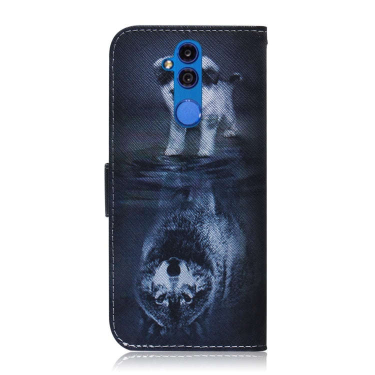 Wolf and Dog Pattern Coloured Drawing Horizontal Flip Leather Case for Huawei Mate 20 Lite, with ...