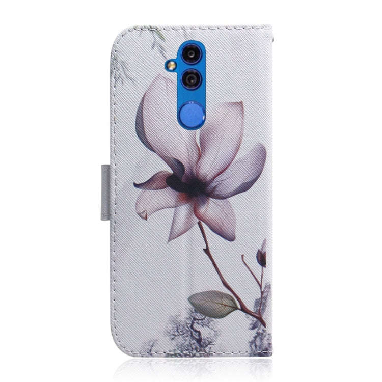 Magnolia Flower Pattern Coloured Drawing Horizontal Flip Leather Case for Huawei Mate 20 Lite, wi...