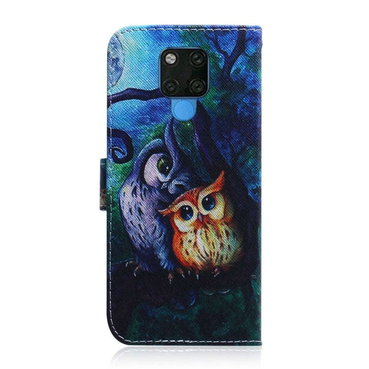 Oil Painting Owl Pattern Coloured Drawing Horizontal Flip Leather Case for Huawei Mate 20 X, with...