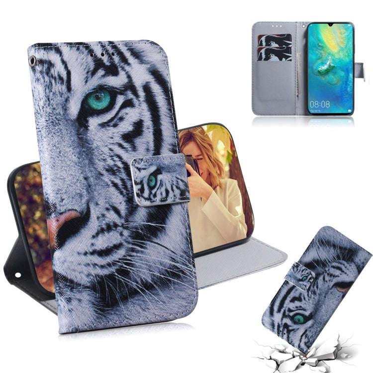 Tiger Pattern Coloured Drawing Horizontal Flip Leather Case for Huawei Mate 20 X, with Holder & C...